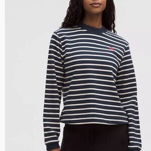 Lululemon Athletica Navy and White Striped Sweatshirt NWT